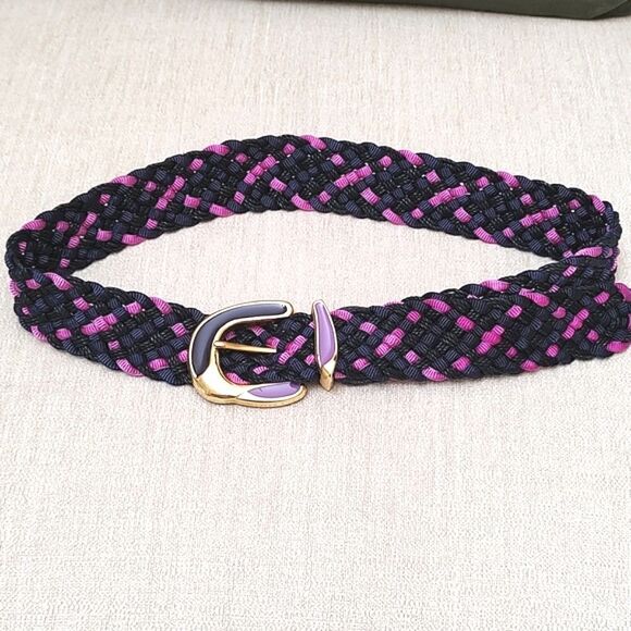 Vintage Woven Braided Belt Gold Statement Buckle Size M - Picture 7 of 9
